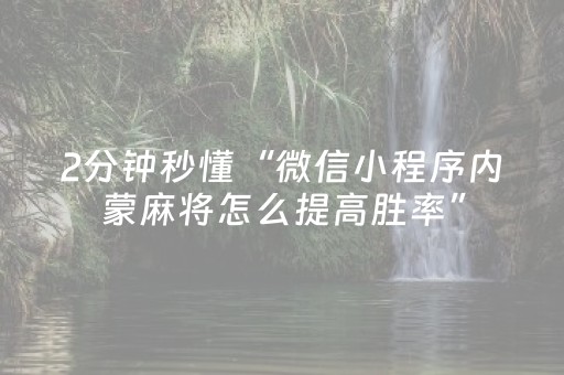 2分钟秒懂“微信小程序内蒙麻将怎么提高胜率”（辅牌器插件购买)