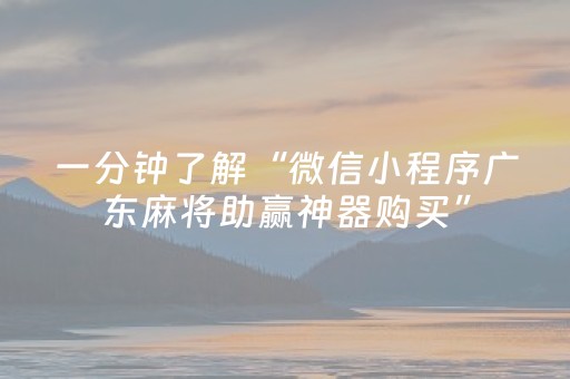 一分钟了解“微信小程序广东麻将助赢神器购买”（免费辅助)
