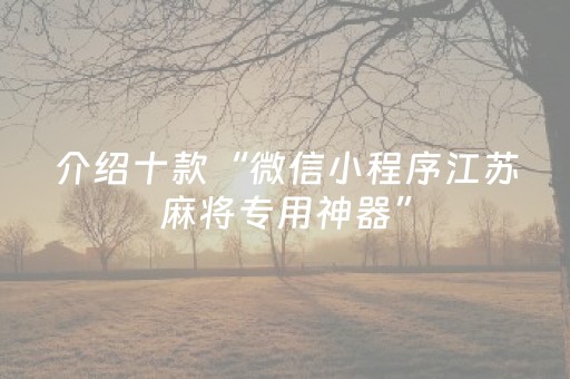 介绍十款“微信小程序江苏麻将专用神器”（怎么能调好牌)