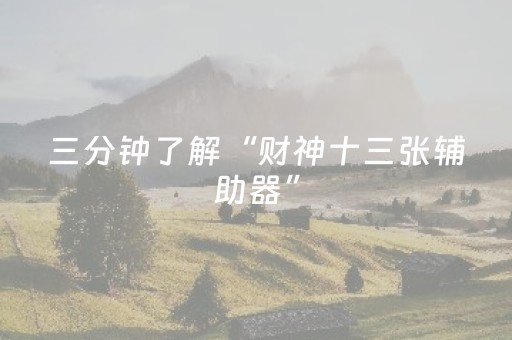 三分钟了解“财神十三张辅助器”（开挂辅助插件)