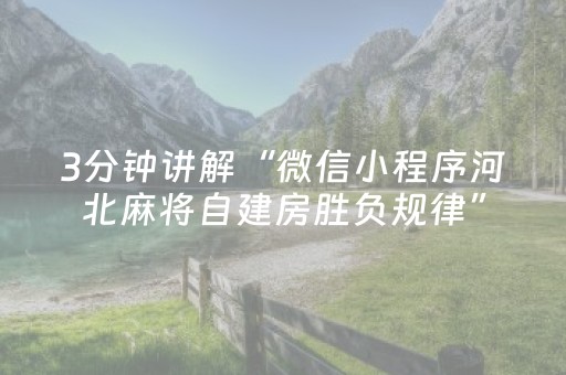 3分钟讲解“微信小程序河北麻将自建房胜负规律”（怎么让系统给你发好牌)