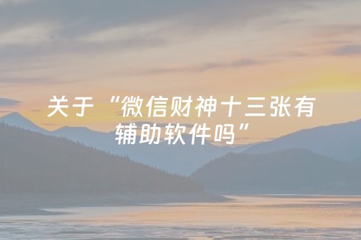 关于“微信财神十三张有辅助软件吗”（怎么能得到好牌)