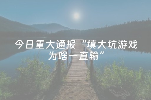 今日重大通报“填大坑游戏为啥一直输”（赢的技巧规律)