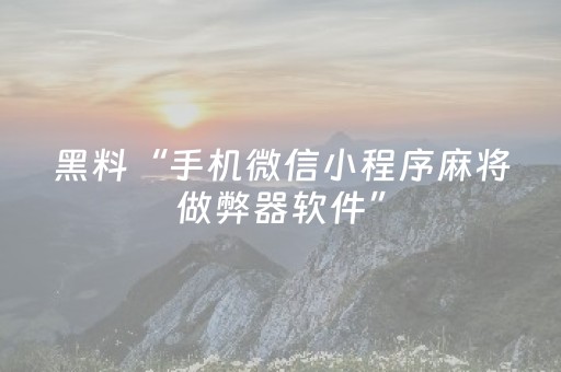黑料“手机微信小程序麻将做弊器软件”（外辅工具)