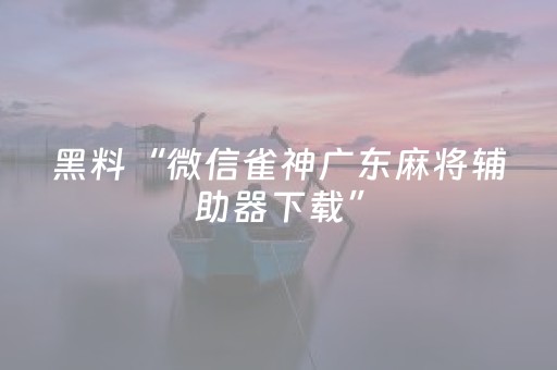 黑料“微信雀神广东麻将辅助器下载”（辅助神器免费)