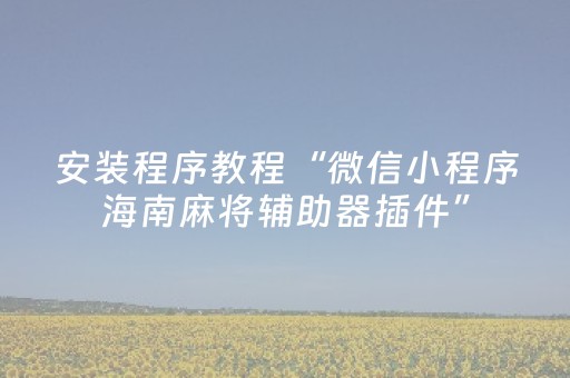 安装程序教程“微信小程序海南麻将辅助器插件”（会员会提高胜率吗)