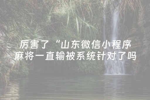 厉害了“山东微信小程序麻将一直输被系统针对了吗”（输赢有什么规律)