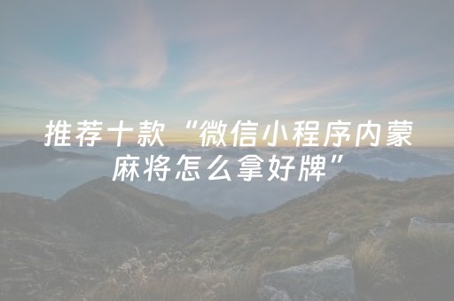 推荐十款“微信小程序内蒙麻将怎么拿好牌”（插件可信吗)