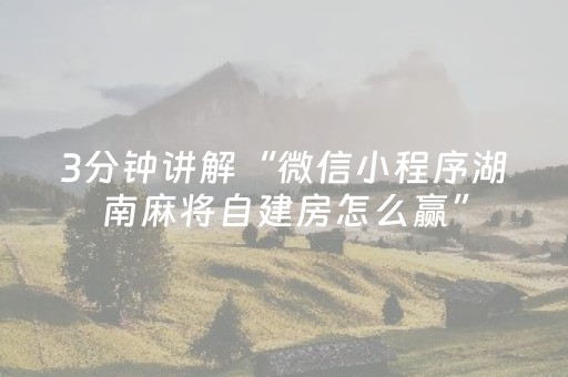 3分钟讲解“微信小程序湖南麻将自建房怎么赢”（赢的技巧规律)