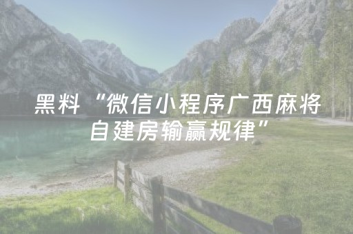 黑料“微信小程序广西麻将自建房输赢规律”（胜率到哪调)