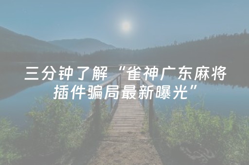 三分钟了解“雀神广东麻将插件骗局最新曝光”（辅牌器插件购买)