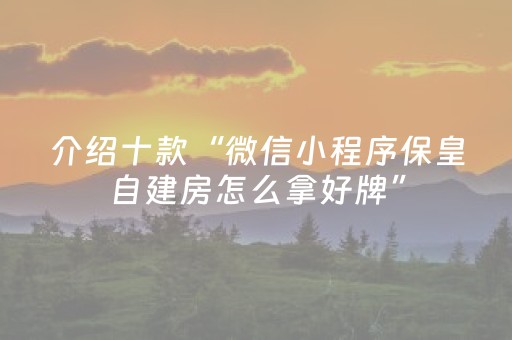 介绍十款“微信小程序保皇自建房怎么拿好牌”（怎么能让牌好一点)