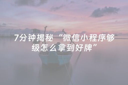 7分钟揭秘“微信小程序够级怎么拿到好牌”（辅助器下载)