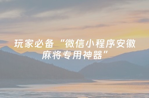 玩家必备“微信小程序安徽麻将专用神器”（有什么诀窍)