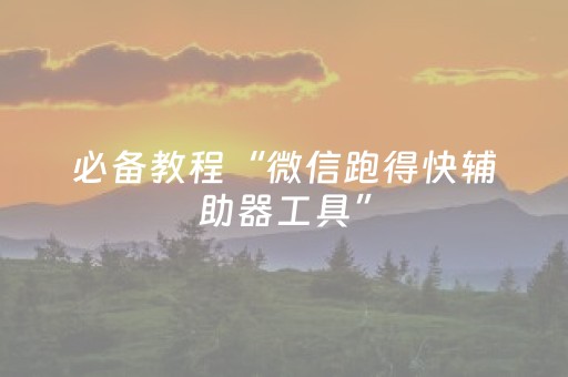 必备教程“微信跑得快辅助器工具”（软挂神器)
