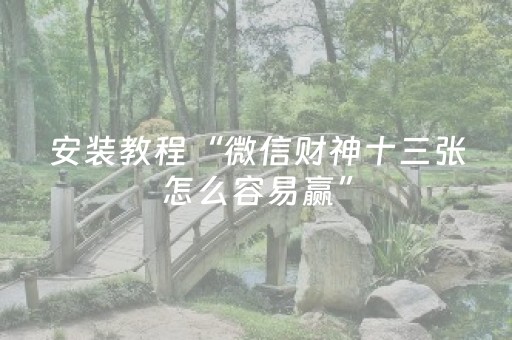安装教程“微信财神十三张怎么容易赢”（通用挂软件多少钱)