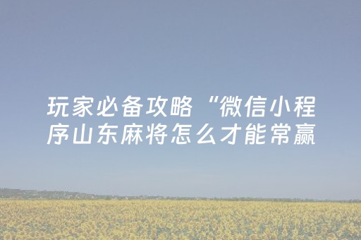 玩家必备攻略“微信小程序山东麻将怎么才能常赢”（专用神器)