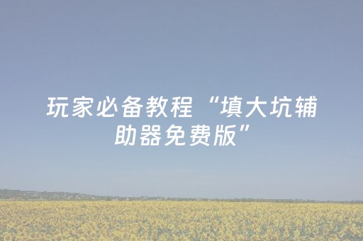 玩家必备教程“填大坑辅助器免费版”（好友房怎么才能赢)