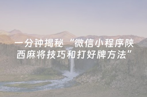 一分钟揭秘“微信小程序陕西麻将技巧和打好牌方法”（挂件神器)