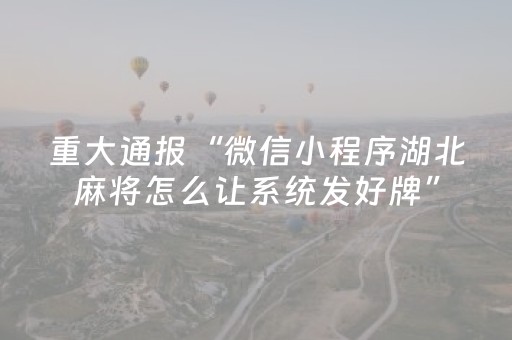 重大通报“微信小程序湖北麻将怎么让系统发好牌”（辅牌器插件购买)