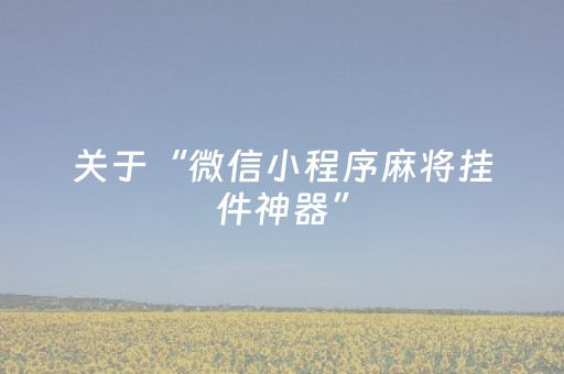 关于“微信小程序麻将挂件神器”（透明挂辅助器)