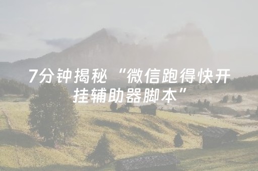 7分钟揭秘“微信跑得快开挂辅助器脚本”（透明挂辅助器)