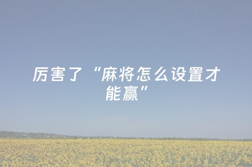 给大家科普一下“微信小程序麻将必赢神器免费安装”（怎么设置能有好牌)