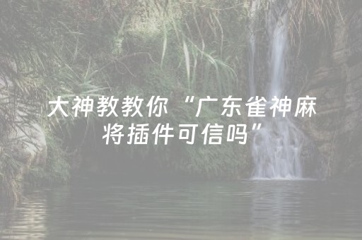 大神教教你“广东雀神麻将插件可信吗”（怎么能让牌好一点)