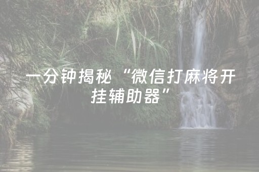 一分钟揭秘“微信打麻将开挂辅助器”（是否能开挂)