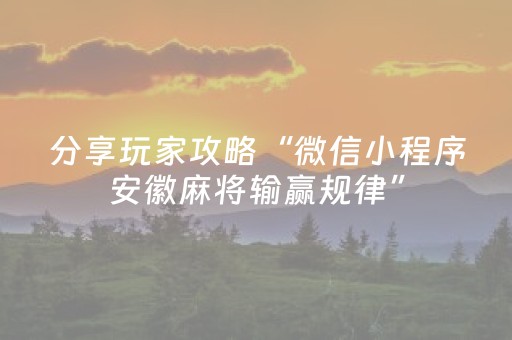 分享玩家攻略“微信小程序安徽麻将输赢规律”（做弊器软件下载)
