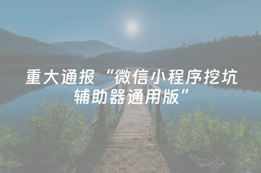重大通报“微信小程序挖坑辅助器通用版”（自建房怎么拿好牌)