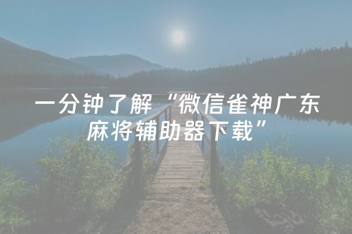 一分钟了解“微信雀神广东麻将辅助器下载”（必赢神器辅助器)