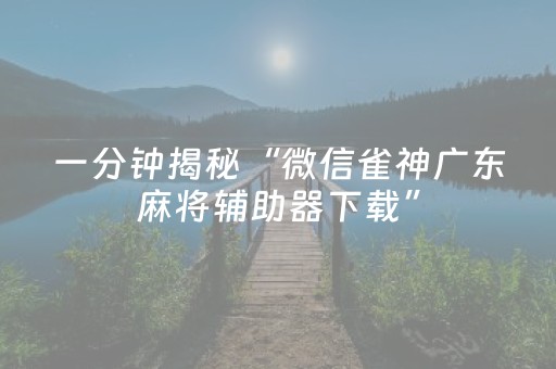 一分钟揭秘“微信雀神广东麻将辅助器下载”（神器最新免费)