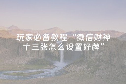 玩家必备教程“微信财神十三张怎么设置好牌”（怎么控制输赢)
