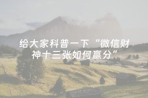 给大家科普一下“微信财神十三张如何赢分”（装挂怎么安装)