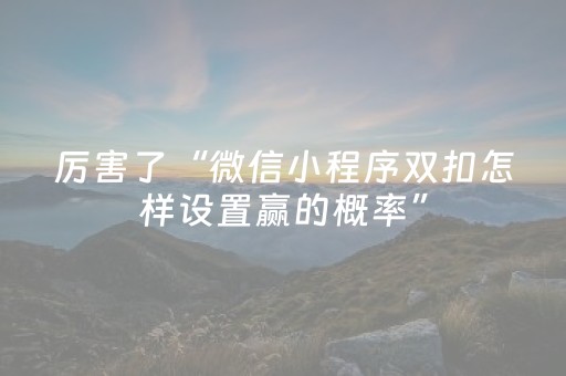 厉害了“微信小程序双扣怎样设置赢的概率”（AI辅助胡牌规则)