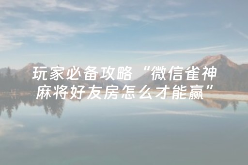 玩家必备攻略“微信雀神麻将好友房怎么才能赢”（辅助器下载)