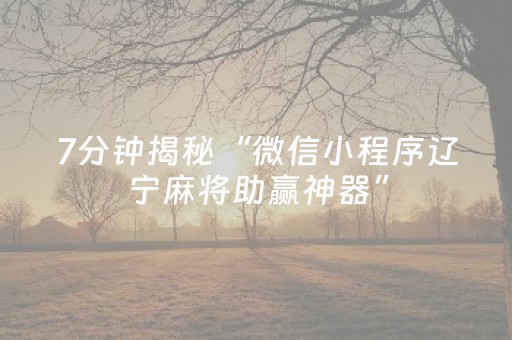 7分钟揭秘“微信小程序辽宁麻将助赢神器”（开挂神器下载)