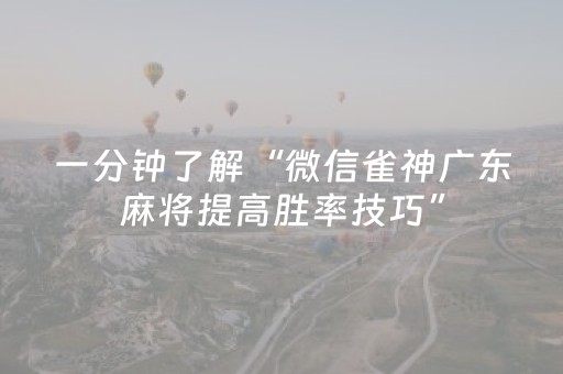 一分钟了解“微信雀神广东麻将提高胜率技巧”（怎么才会赢)