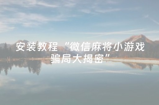 安装教程“微信麻将小游戏骗局大揭密”（辅助器插件)
