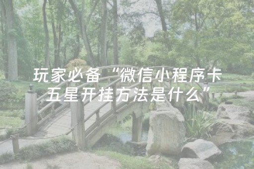 玩家必备“微信小程序卡五星开挂方法是什么”（提高胜率软件)