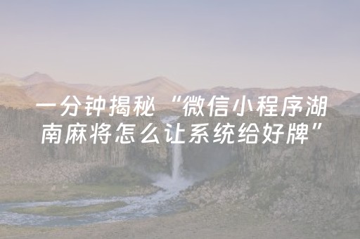 一分钟揭秘“微信小程序湖南麻将怎么让系统给好牌”（挂件神器)