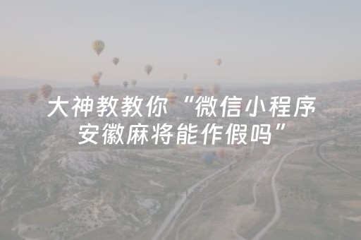 大神教教你“微信小程序安徽麻将能作假吗”（开挂辅助插件)