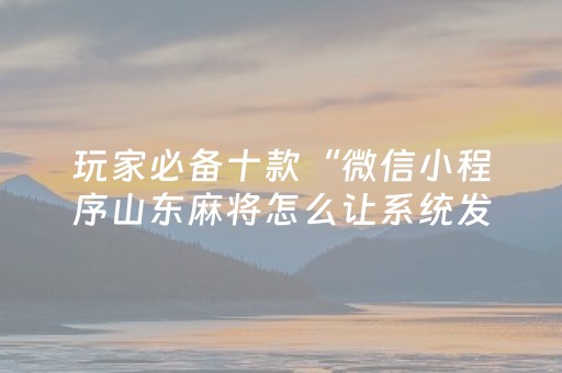 玩家必备十款“微信小程序山东麻将怎么让系统发好牌”（透明器教程)