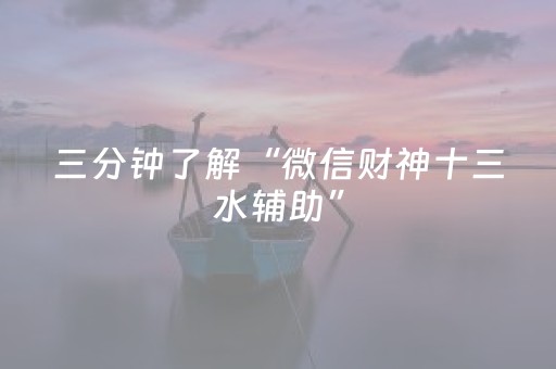 三分钟了解“微信财神十三水辅助”（如何提高胜率)