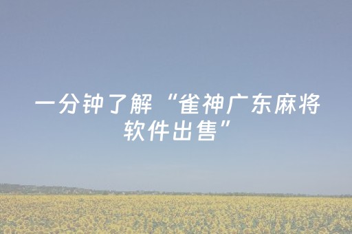 一分钟了解“雀神广东麻将软件出售”（提高胜率软件)
