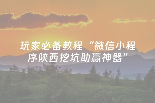 玩家必备教程“微信小程序陕西挖坑助赢神器”（神器最新免费)