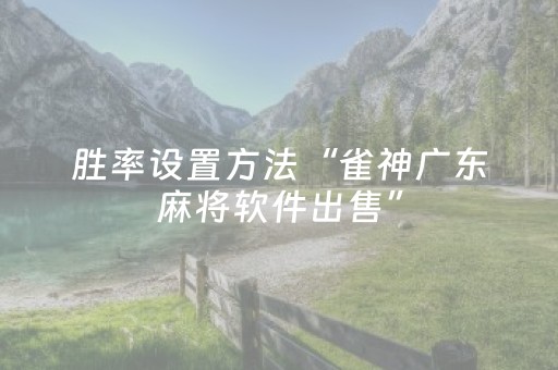 胜率设置方法“雀神广东麻将软件出售”（插件可信吗)