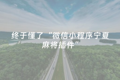 终于懂了“微信小程序宁夏麻将插件”（开挂神器下载)