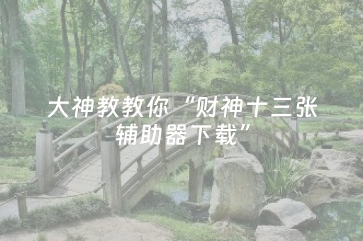 大神教教你“财神十三张辅助器下载”（提高胜率技巧)